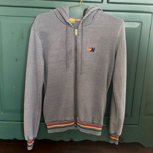 Aviator Nation Heather Grey Zip Up Hoodie